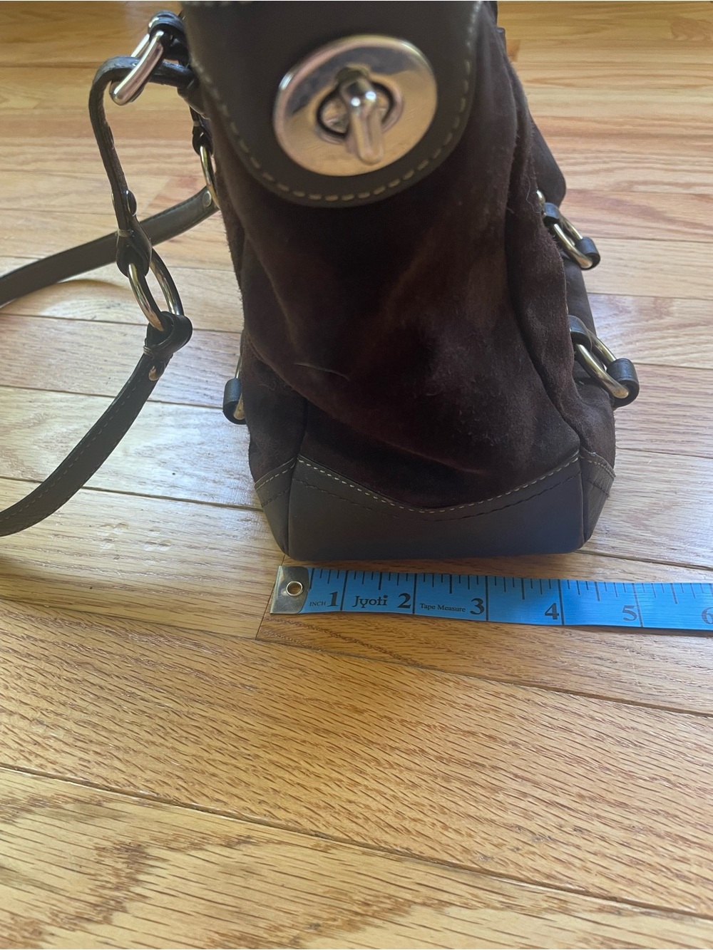 Coach Chocolate Brown Suede “Lunch Bag” with Leather Trim Y2K - Picture 4 of 12